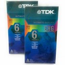 TDK 6 hr EHG VHS T-120 Ultimate Quality 020356306502 Lot of 2 Sealed TDK 6 hr EHG VHS T-120 Ultimate Quality 020356306502 Lot of 2 Sealed