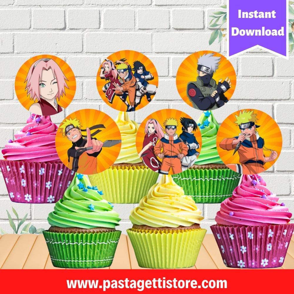 Naruto Cupcake Toppers Party Printable 24pcs