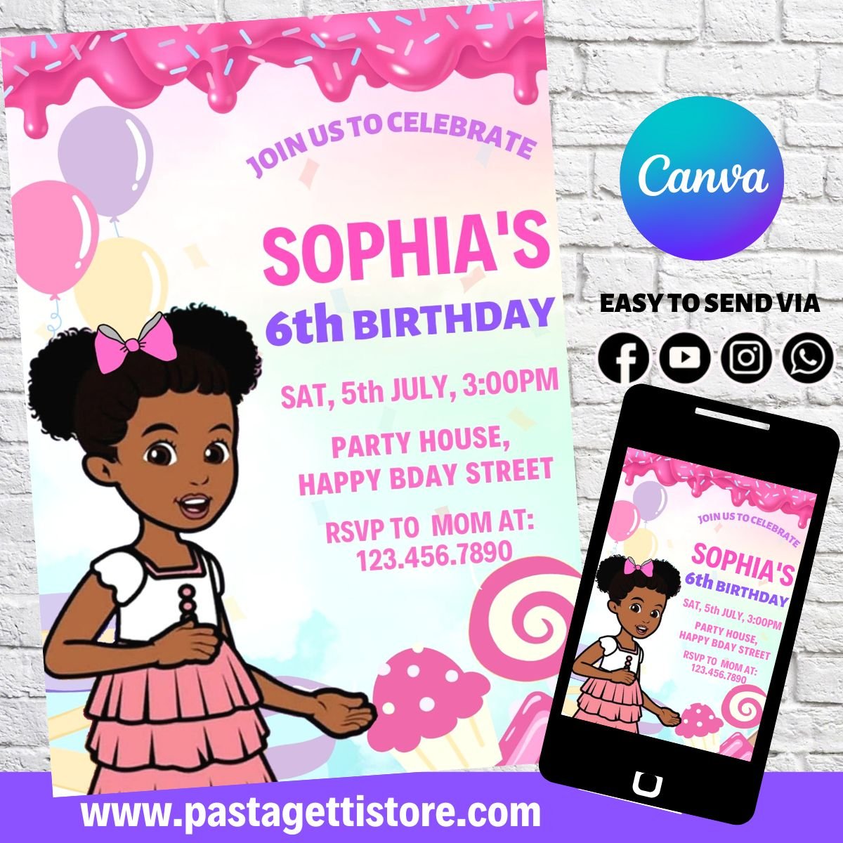 Gracie's Corner Birthday Invitation Digital Template