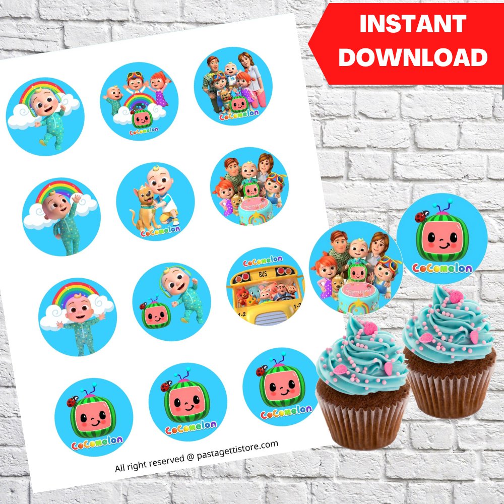 Cocomelon Cupcake Toppers 12pcs Instant Download