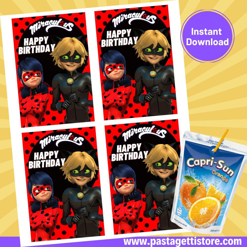 Miraculous Ladybug Capri Sun Labels Printable