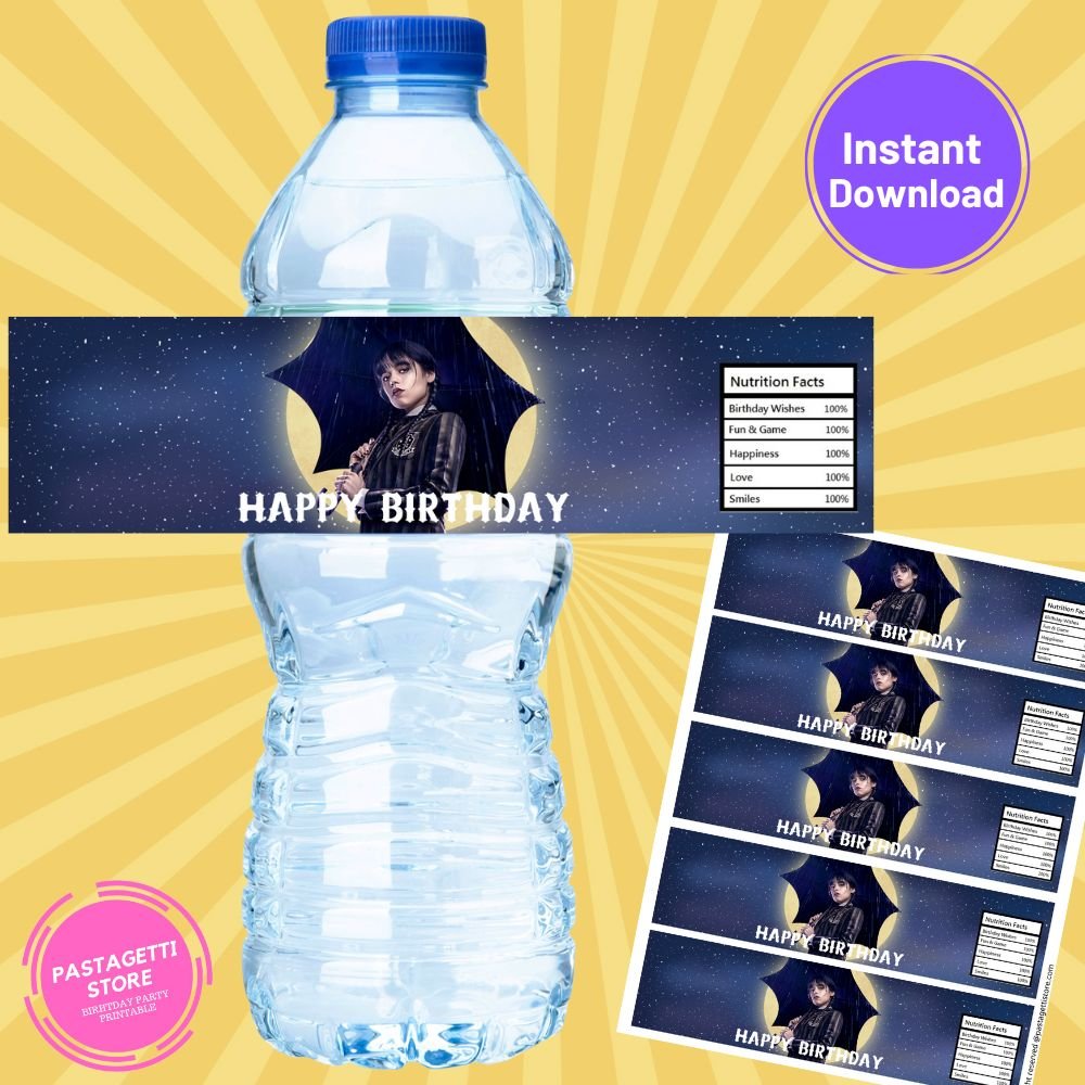 Wednesday Addams Water Bottle Labels