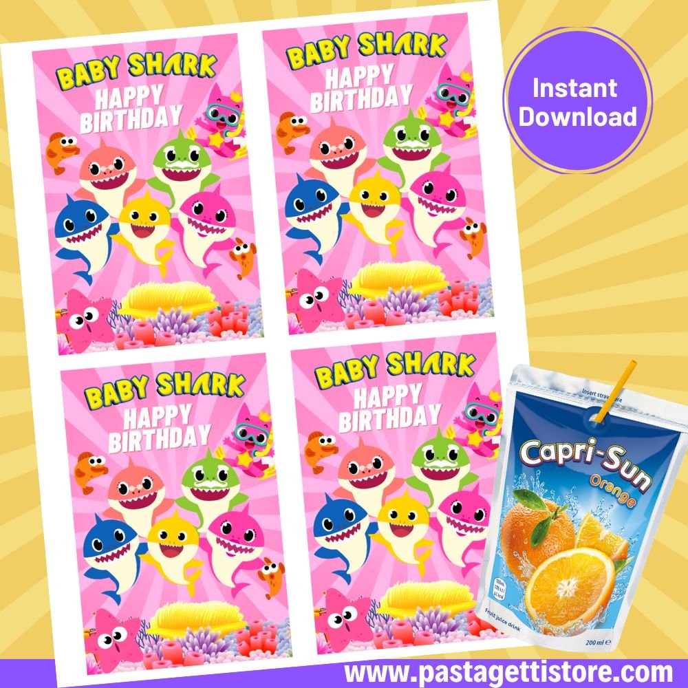 Baby Shark Capri Sun labels Instant Download