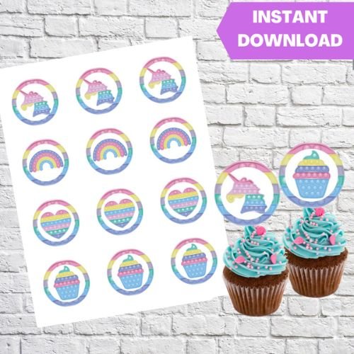 Pop It Fidget Cupcake Toppers Printable