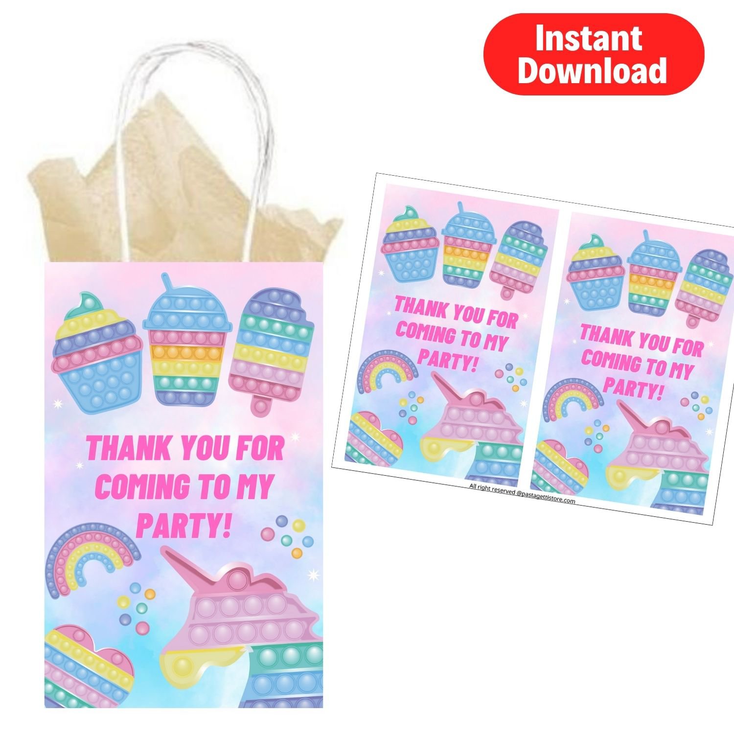 Pop It Fidget Party Paper Gift Bags Printable
