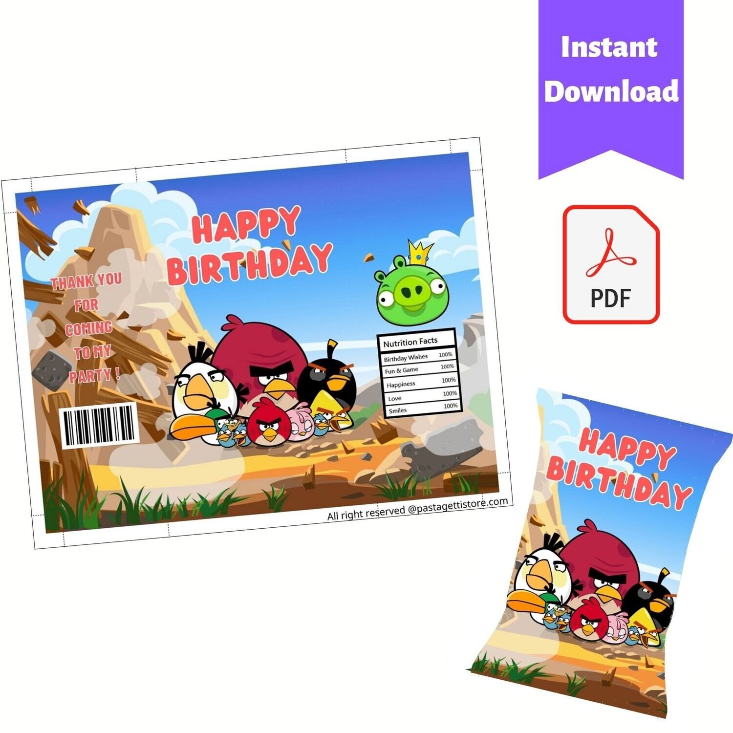 Angry Birds Chip Bag Wrapper Printable