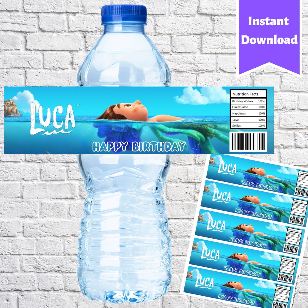 Disney Luca Water Bottle Labels Printable