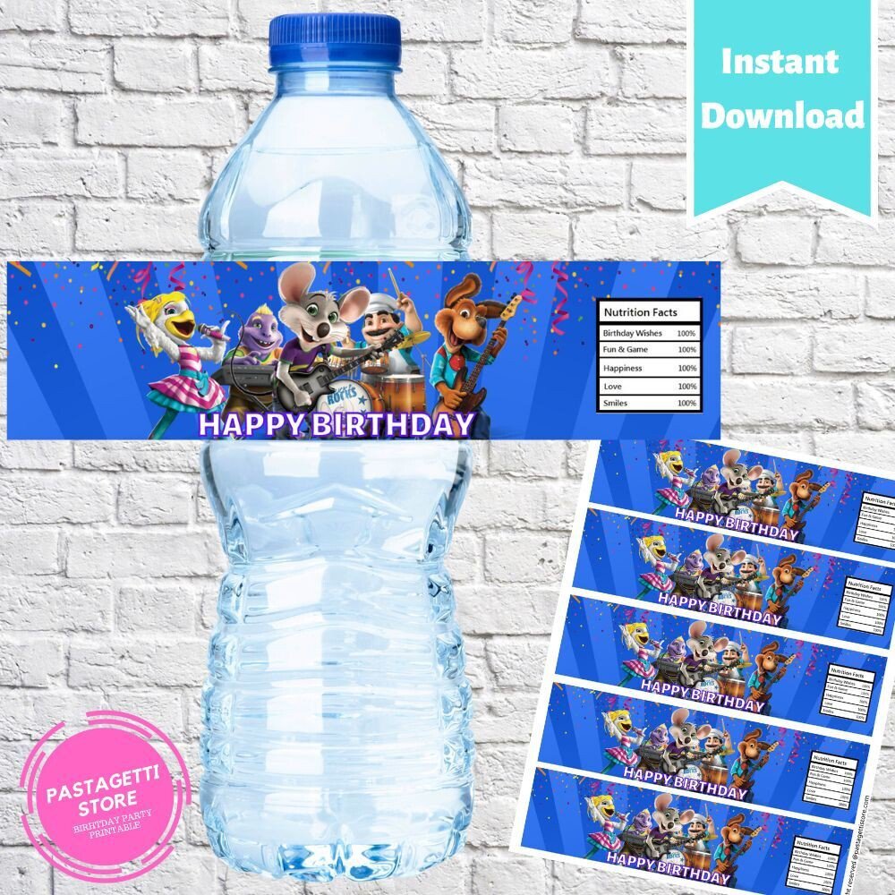 Chuck E Cheese Water Bottle Labels