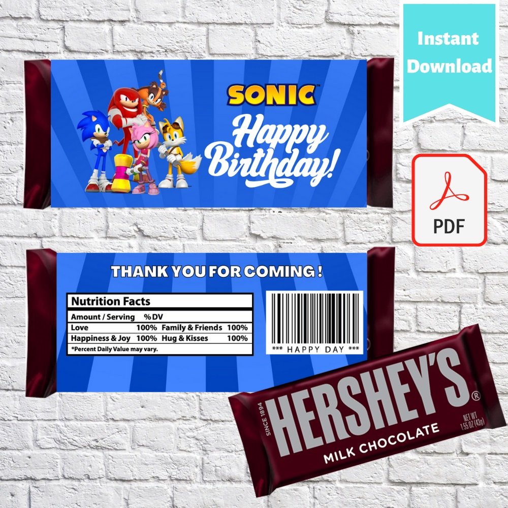 Sonic the hedgehog Candy Bar Wrapper