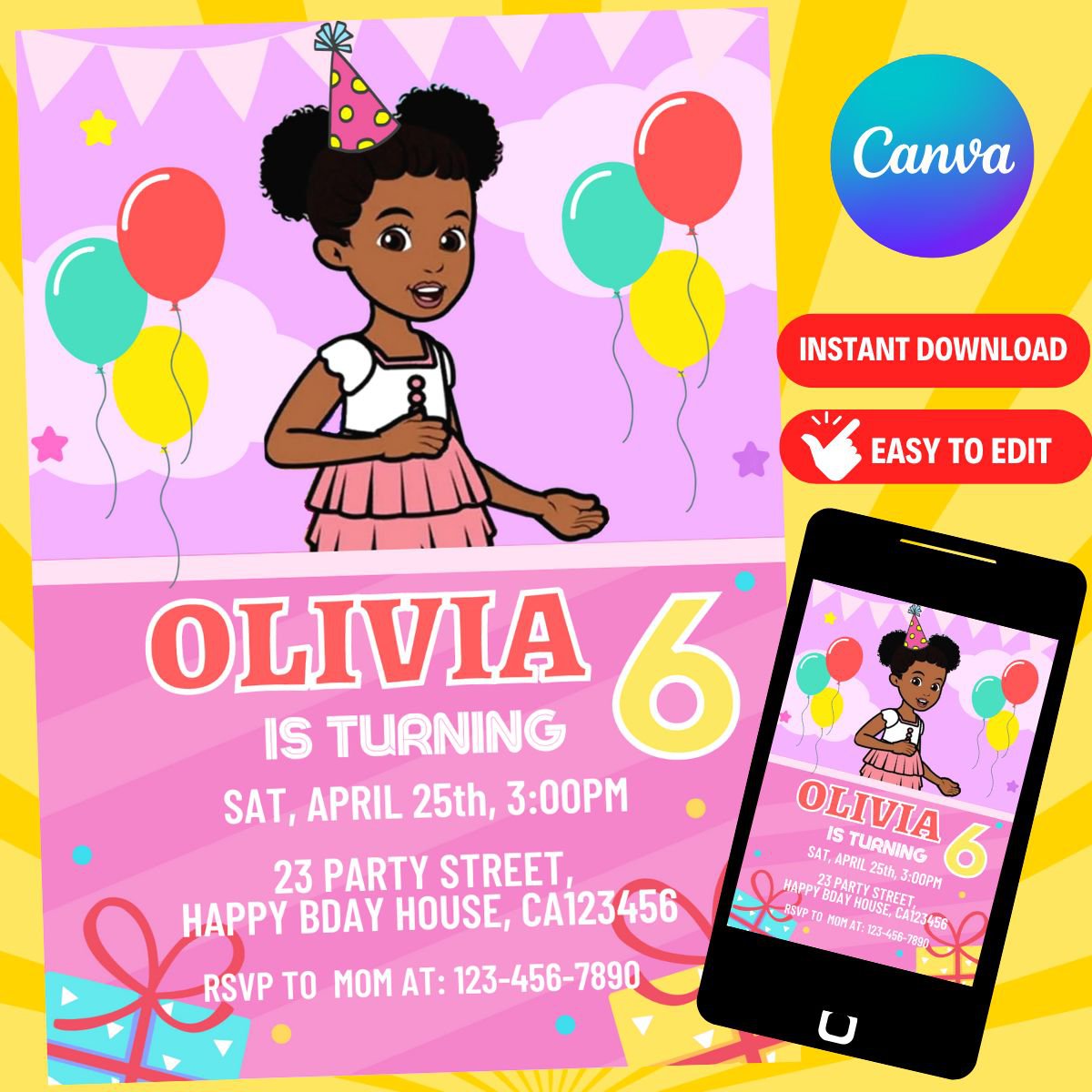 Gracie's Corner Birthday Invitation Template