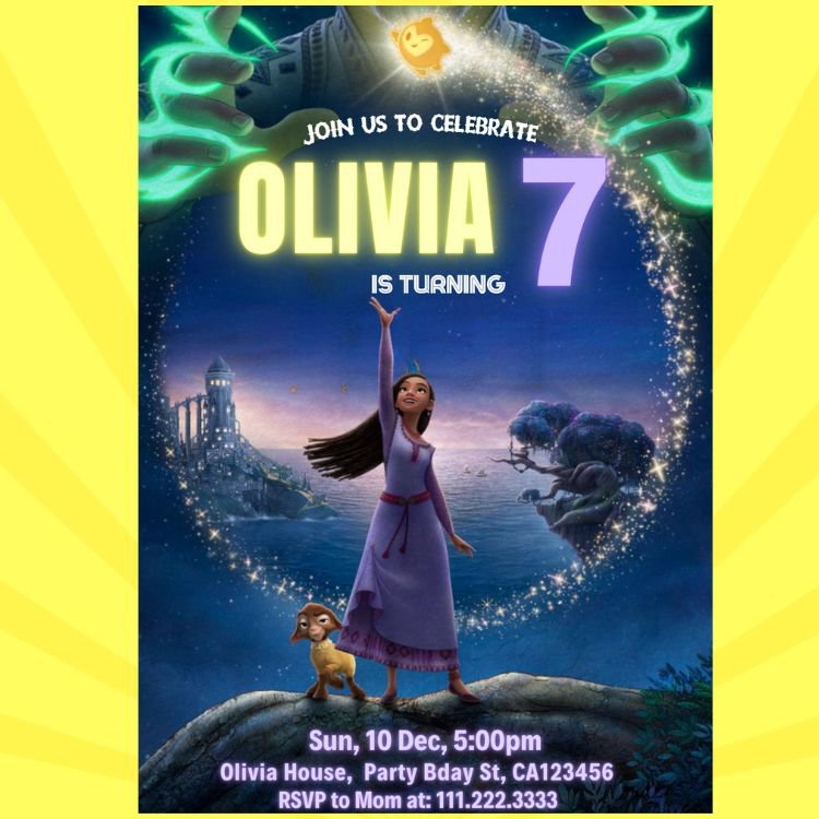 Disney Wish Birthday Invitation Template Digital