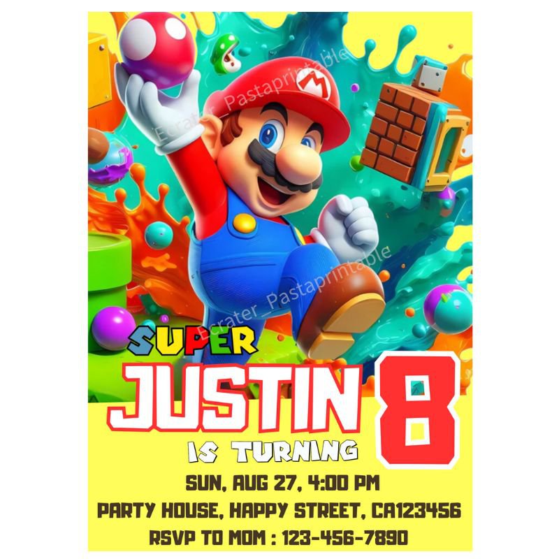 Super Mario Birthday Invitation Template