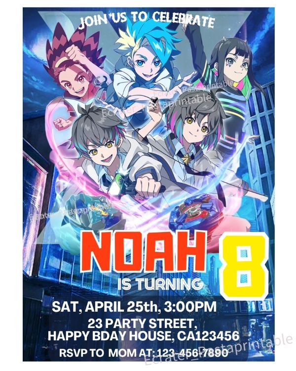 Beyblade X Birthday Invitation Template