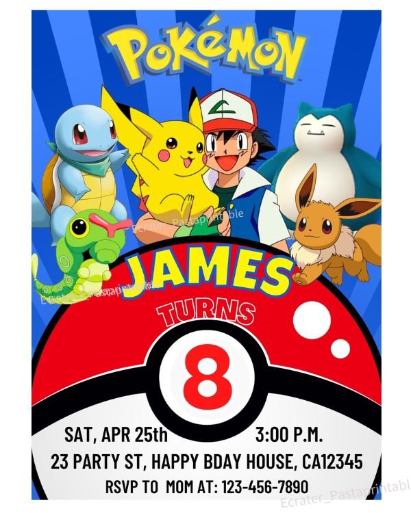 Pokemon Go Birthday Invitation Template