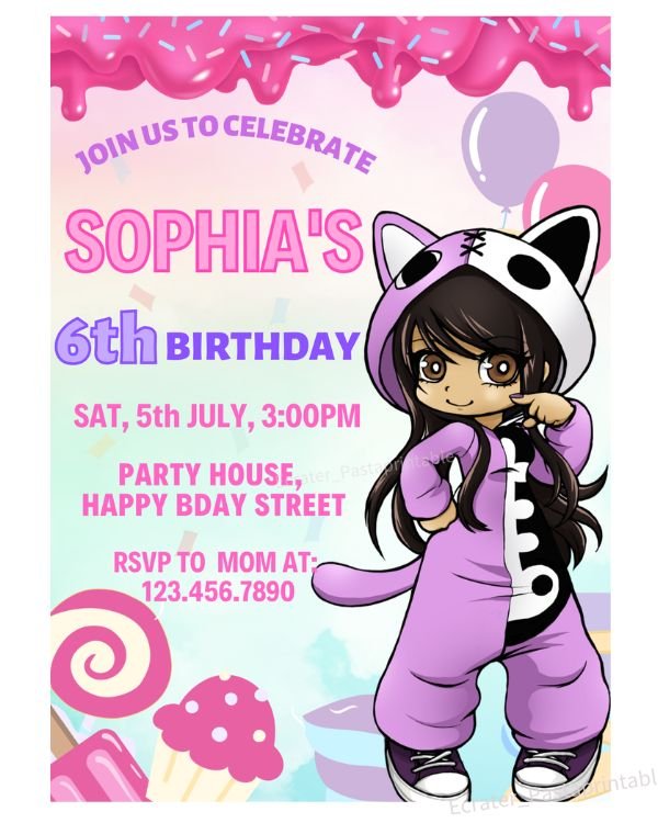 Aphmau Girl Birthday Invitation Template
