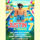 Roblox Pool Party Birthday Invitation Template