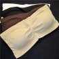 STRAPLESS PADDED BRALET TUBE BANDEAU BRA TOP BEIGE S/M