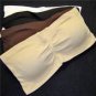 STRAPLESS PADDED BRALET TUBE BANDEAU BRA TOP BEIGE S/M