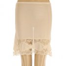NEW 18" MINI LACE HALF SLIP SHEER NYLON SKIRT BEIGE