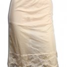 NEW 24" LONG LACE HALF SLIP SHEER NYLON SKIRT BEIGE