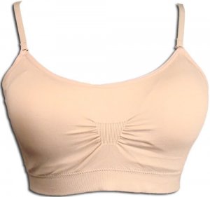 PADDED BANDEAU BRALET CLEAR STRAP SPORTS TOP BRA BEIGE