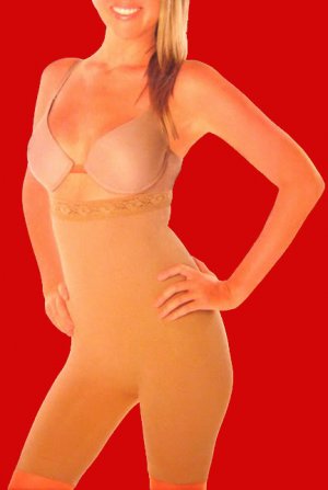 HIGH WAIST LONG CAPRI LEG PANTY SHAPER GIRDLE NUDE 2/3X
