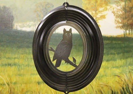 12" Owl Wind Spinner - Black Starlight