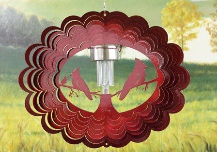 12" Cardinal Wind Spinner - Solar - Red Starlight
