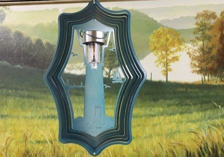 16" Lighthouse Wind Spinner - Solar - Teal Starlight