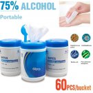60 PCS WIPES ALCOHOL STERILIZED, ONE bucket 75% Alcohol Wipes