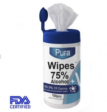 ANTIBACTERIAL WET WIPES IN RESEALABLE CONTAINER - 100 COUNT