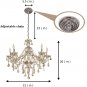 Cognac 8 Lights Modern Luxurious K9 Crystal ChandelierCandle Pendant Lamp