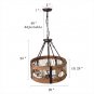 Anmytek Round Wooden Chandelier with Clear Glass Shade Rope and Metal Pendant Five Decorative