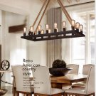 RUXUE Vintage Barn Rope Rectangle Ceiling Light Industrial Pendant Light Fixtures E26 Bulb Sockets