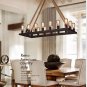 RUXUE Vintage Barn Rope Rectangle Ceiling Light Industrial Pendant Light Fixtures E26 Bulb Sockets