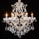 Large Crystal Chandelier with 6 Pcs E12 Lights K9 Crystal Chandelier Candle Gold Frame Pendant Light