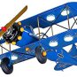 Deco Pendant Light Cartoon Biplane 8 Lights Chandelier Navy Blue Metal LED Light for Amusement Park
