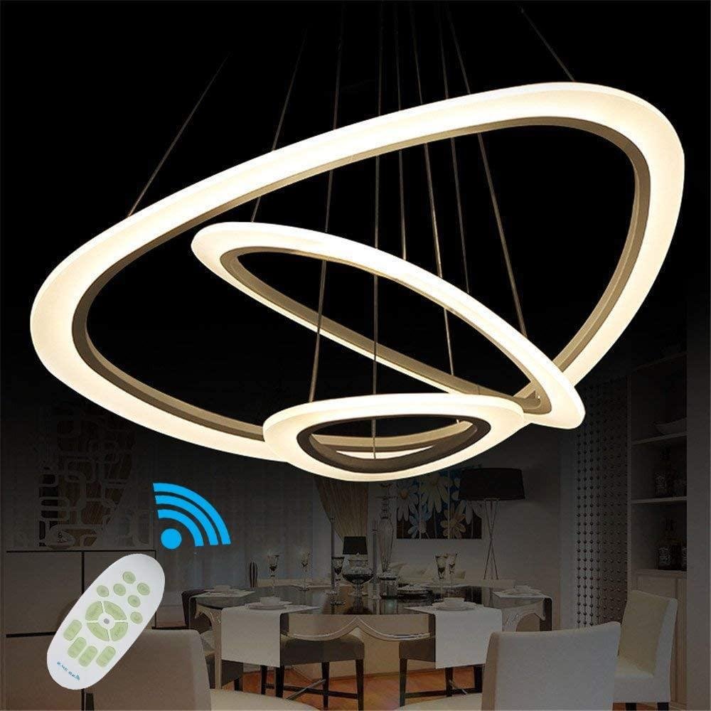 Modern LED Chandelier Pendant Light with Triangle Ring Adjustable Pendant Light Ceiling Fixture