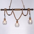 Multi-Light Rope Pendant Lights Chandelier Celling Lamp Hanging Light with Cage Guard  Dark Bronze