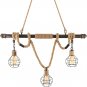 Multi-Light Rope Pendant Lights Chandelier Celling Lamp Hanging Light with Cage Guard Dark Bronze