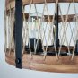 Rustic Round Wood Five Lights Farmhouse Chandeliers Wooden Island Pendant Rope Metal Ceiling Light