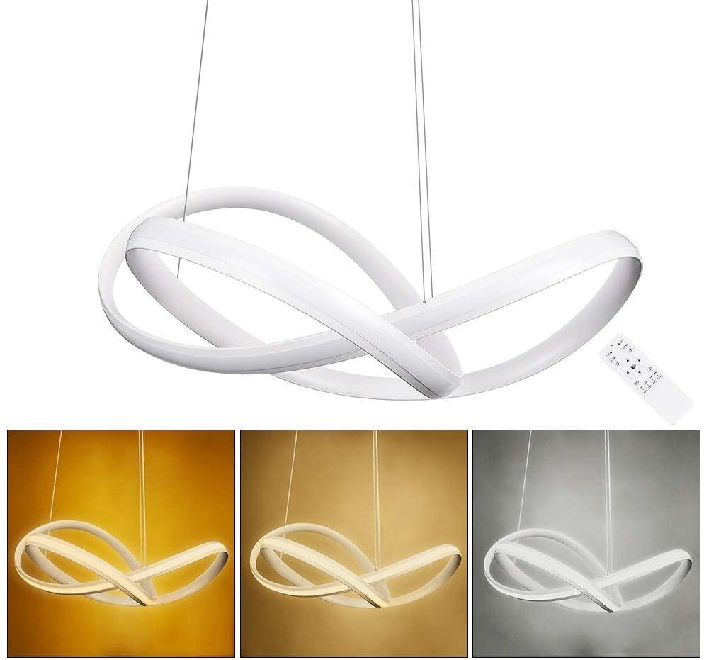 Pendant Light Dimmable, 45W Acrylic Ceiling Light, Chic Chandelier Hanging Light with Remote Control