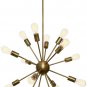 Brass Sputnik Chandelier 16 Light - Mid-Century Ceiling Fixture Modern Starburst Style Dimmable