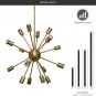 Brass Sputnik Chandelier 16 Light - Mid-Century Ceiling Fixture Modern Starburst Style Dimmable