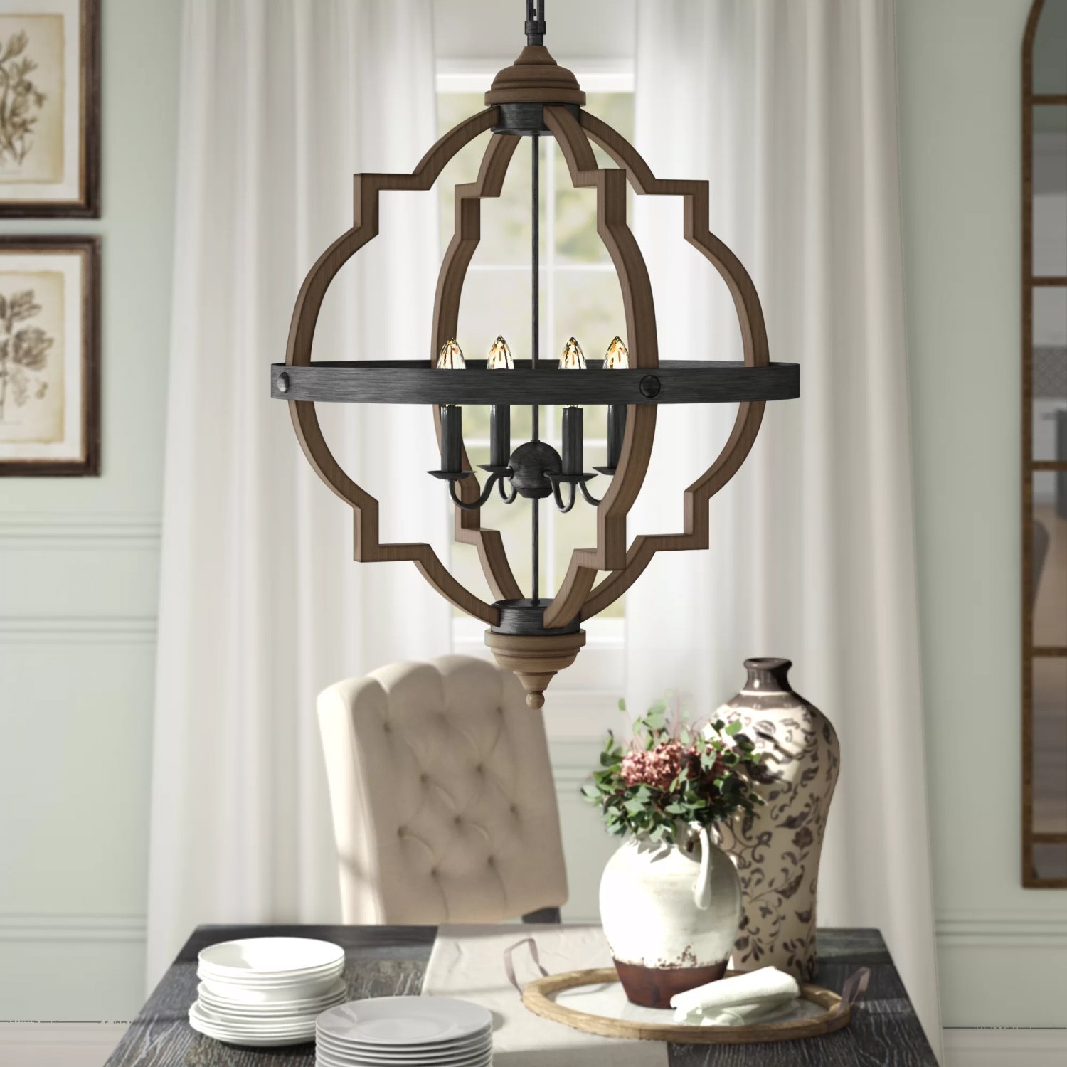Stardust Bennington 4 - Light Lantern Geometric Chandelier