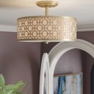 Gold Bindy 3 - Light 15.5" Shaded Drum Semi Flush Mount
