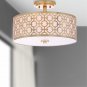 Gold Bindy 3 - Light 15.5" Shaded Drum Semi Flush Mount