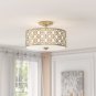 Gold Bindy 3 - Light 15.5" Shaded Drum Semi Flush Mount