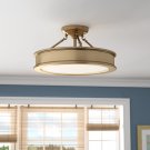Bowers 3 - Light 19" Shaded Drum Semi Flush Mount