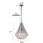 Conical Wood Bead Chandelier Retro Style Pendant Lamp Industrial Metal Ring Frame Ceiling Lamp